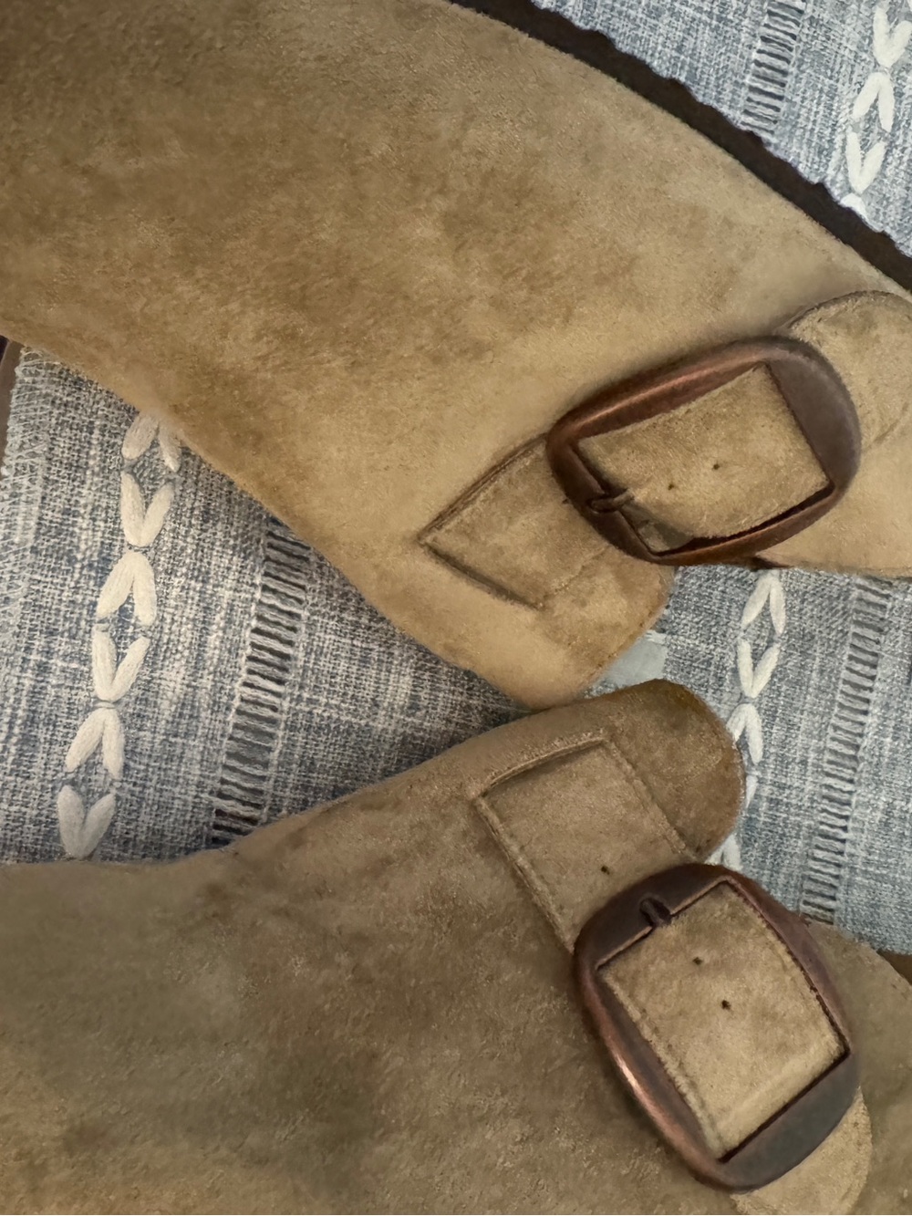 White Mountain Women's Suede Buckle Clog Mules in Olive Brown - Picture 5 of 7